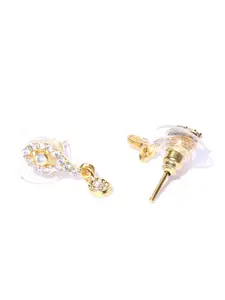 Priyaasi Black Gold-Plated Beaded American Diamond-Studded Mangalsutra with Earrings Set