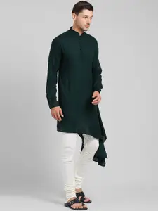 KISAH Men Green Solid A-Line Kurta