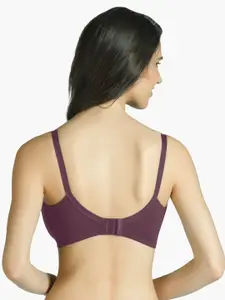 Amante Purple Solid Non-Padded Non-Wired Full Coverage Minimiser Bra - BRA10426