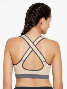 Lebami Beige Solid Non-Wired Lightly Padded Bralette Bra 3601-Skin_30