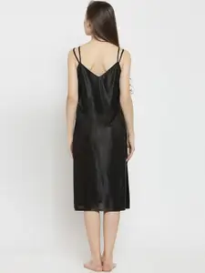 Claura Black Solid Nightdress