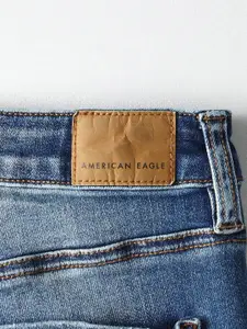 AMERICAN EAGLE OUTFITTERS Women Blue Regular Fit High-Rise Distressed Stretchable Jeans