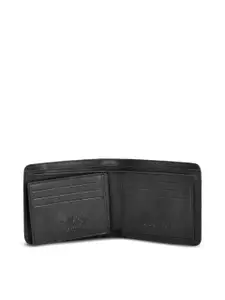 Eske Men Black Solid Two Fold Leather Wallet