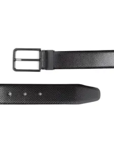 Tommy Hilfiger Men Black & Burgundy Textured Belt