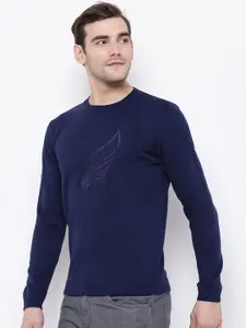 Blackberrys Men Navy Blue Solid Pullover