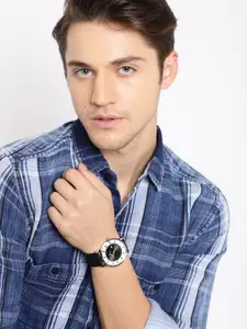 Daniel Klein Men Black Genuine Leather Analogue Watch DK11847-1