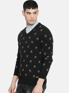 U.S. Polo Assn. Men Black Printed Pullover