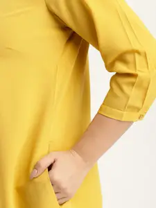 Sztori Plus Size Women Mustard Yellow Solid A-Line Dress