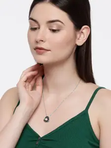 Peora Silver-Toned Heart-Shaped Pendant with Chain