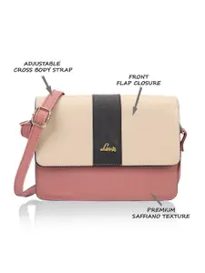 Lavie Cetan Hardflip Women Pink And Off White Sling Handbag