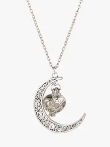 Peora Women Silver-Plated Glow In Dark Metal Moon Love Heart Fluorescent Necklace Pendant