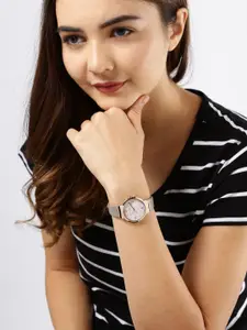 French Connection Women Off-White Genuine Leather Analogue Watch FC1291E