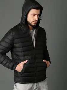 Roadster Black Solid Quilted Jacket