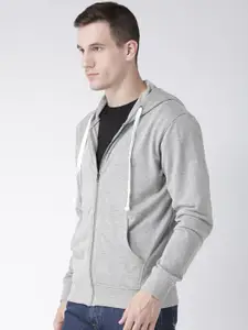 Club York Men Grey Solid Hooded Sweatshirt