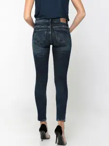 ONLY Women Blue Slim Fit Mid-Rise Low Distress Stretchable Cropped Jeans