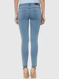 Vero Moda Women Blue Skinny Fit Mid-Rise Clean Look Stretchable Cropped Jeans