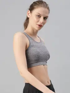 HRX by Hrithik Roshan Seamless Grey Lightly Padded RAPID-DRY Sports Bra 3461