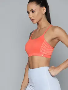 HRX by Hrithik Roshan Seamless Women Coral Orange Rapid Dry Yoga Sports Bra 3654
