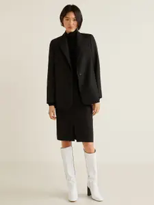 MANGO Women Black Solid Straight Skirt