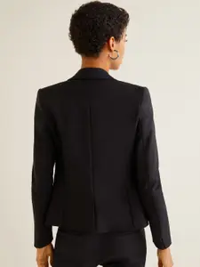MANGO Women Black Solid Single-Breasted Formal Blazer