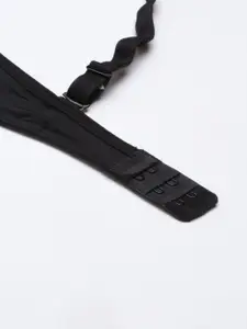 Enamor Women Black Padded Non-Wired Perfect Plunge T-Shirt Bra With Detachable Straps