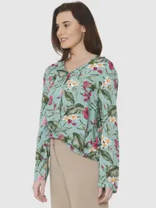 Vero Moda Women Green Printed Shirt Style Top