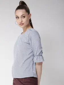 Style Quotient Women White & Blue Striped Top