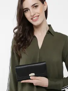 Lino Perros Women Black Solid Three Fold Wallet