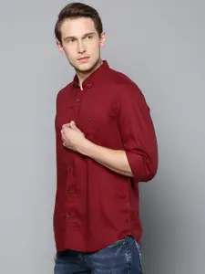 Louis Philippe Jeans Men Maroon Super Slim Fit Solid Casual Shirt