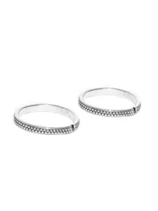 FIROZA Women Set of 2 Oxidised Silver-Toned Adjustable Toe Rings