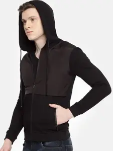 The Indian Garage Co Men Black Solid Hooded Sweatshirt