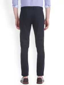 U.S. Polo Assn. Men Navy Blue Slim Fit Printed Formal Trousers