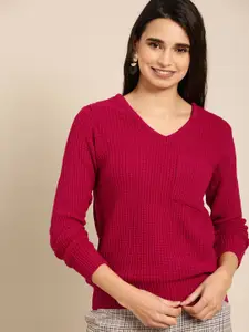 DressBerry Women Pink Solid Sweater