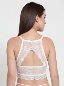 PrettyCat White Lace Non-Wired Lightly Padded Bralette Bra PC-SB-5138-WHT-36B