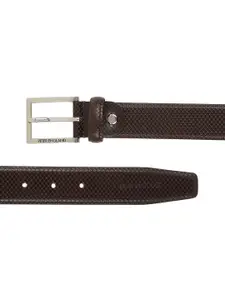 Peter England Men Brown Textured Leather Belt