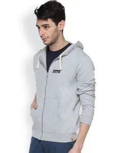 Campus Sutra Grey Hooded Sweatshirt