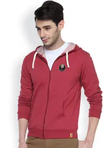 Campus Sutra Maroon Hooded Sweatshirt