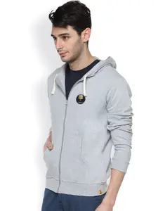 Campus Sutra Grey Hooded Sweatshirt