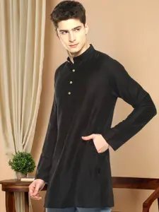 TATTVA Men Black Solid Straight Kurta