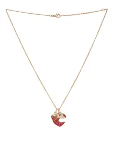 Voylla Women Set of 3 Gold-Plated & Pink Enamelled Interchangeable Pendants With Chain