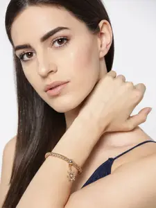 YouBella Women Set of 3 Stone-Studded Elasticated Charm Bracelets