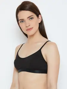 Lady Lyka Athelte Black Solid Non-Wired Non Padded Beginners Bra