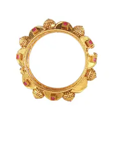 Adwitiya Collection Women Set of 2 24k Gold-Plated & Red Embellished Designer Bangles