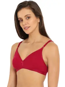 Jockey Red Solid Non-Wired Non Padded Beginners Everyday Bra 1581-0105
