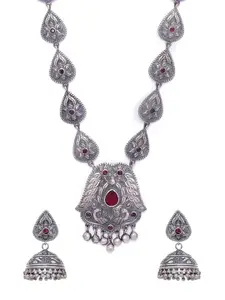 Rubans Silver-Plated & Grey Alloy Handcrafted Necklace