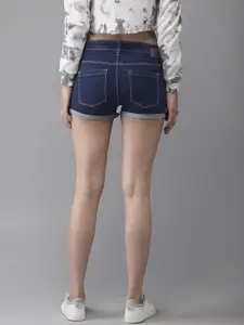 Moda Rapido Women Blue Solid Regular Fit Denim Shorts