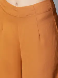 Tokyo Talkies Women Rust Orange Solid Top with Trousers