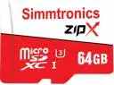 Simmtronics ZipX 64GB MicroSD Card Class 10 90 MB/s Memory Card