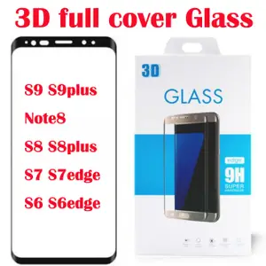 For samsung S9 S9 Plus Note8 S8 S8 Plus S7 S7Edge S6 edge 3D Curved Full Cover Tempered Glass Phone Screen Protector Film in retail box