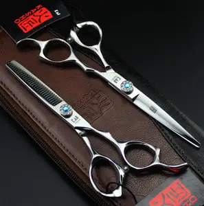 new arrival professional barber hair cutting scissors KASHO 6.0 inch 9CR blue gemstone screw